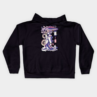 Japanese Girl With Dragon and Cats T-Shirt 07 Kids Hoodie